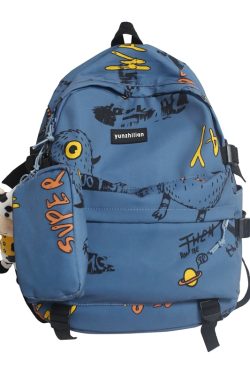 Trendy Graffiti Unisex Backpack - Large Capacity Sports Bag for Students - Fashionable Double Shoulder Bag