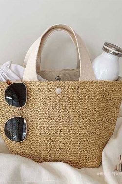 Trendy Handheld Straw Woven Bag for Women - 2023 Retro Beach Vacation Style, Perfect for Summer Outings and Instagram Looks