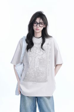 Trendy Indian Spray Print Short-Sleeve T-Shirt for Women, Unique Loose Fit Half-Sleeve Tee, Boho Chic Style