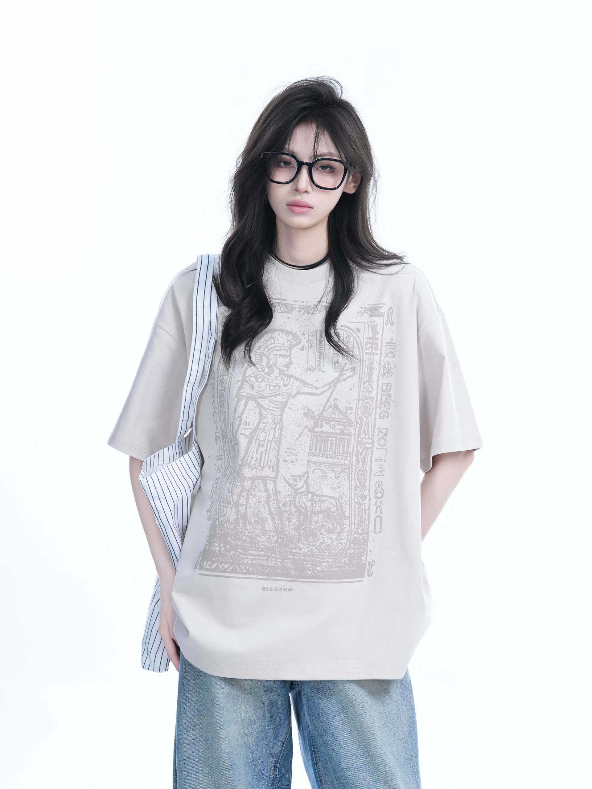 Trendy Indian Spray Print Short-Sleeve T-Shirt for Women, Unique Loose Fit Half-Sleeve Tee, Boho Chic Style Trendy Indian Spray Print Short-Sleeve T-Shirt for Women, Unique Loose Fit Half-Sleeve Tee, Boho Chic Style