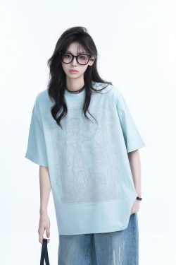 Trendy Indian Spray Print Short-Sleeve T-Shirt for Women, Unique Loose Fit Half-Sleeve Tee, Boho Chic Style