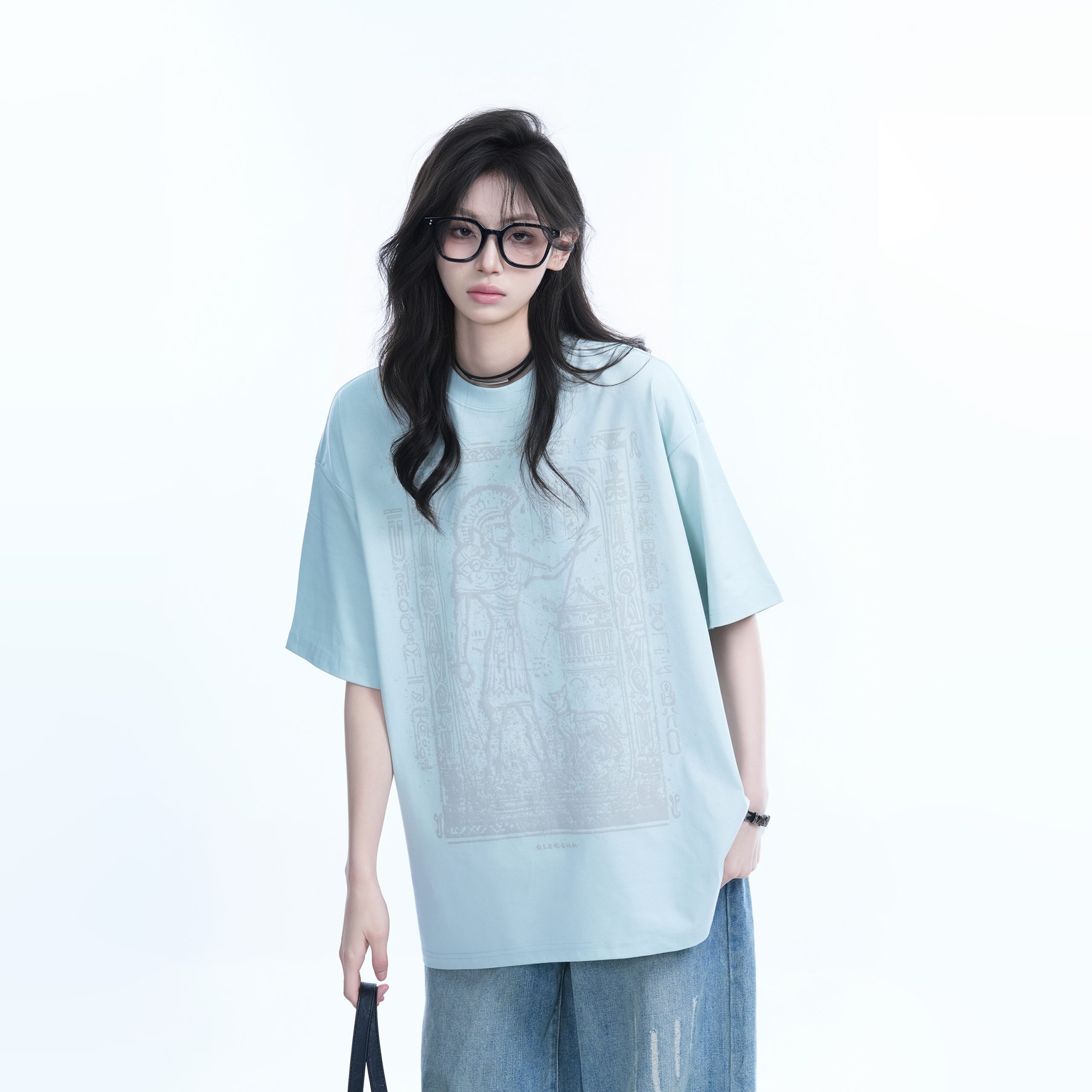 Trendy Indian Spray Print Short-Sleeve T-Shirt for Women, Unique Loose Fit Half-Sleeve Tee, Boho Chic Style Trendy Indian Spray Print Short-Sleeve T-Shirt for Women, Unique Loose Fit Half-Sleeve Tee, Boho Chic Style