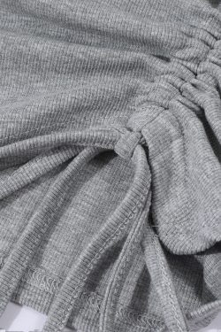 Trendy Irregular Fitted Short Sleeve T-Shirt for Women with Drawstring - Summer Sweet and Spicy Top, Y2K Style