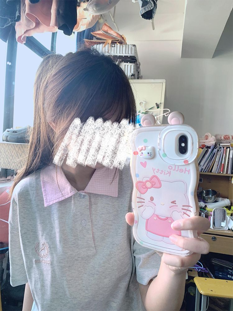 Trendy Korean Style Embroidered Patchwork Plaid Polo Short Sleeve T-Shirt for Women - Summer College Fashion in Gray Trendy Korean Style Embroidered Patchwork Plaid Polo Short Sleeve T-Shirt for Women - Summer College Fashion in Gray