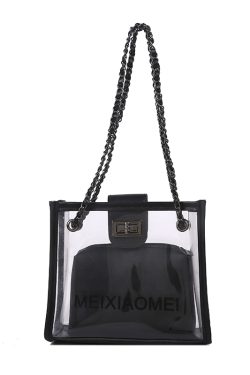 Trendy Korean Style Transparent Chain Crossbody Bag for Women - Versatile Small Shoulder Bag for 2025 Fashionistas