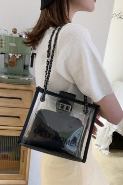 Trendy Korean Style Transparent Chain Crossbody Bag for Women - Versatile Small Shoulder Bag for 2025 Fashionistas