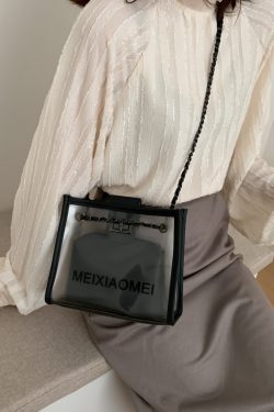 Trendy Korean Style Transparent Chain Crossbody Bag for Women - Versatile Small Shoulder Bag for 2025 Fashionistas