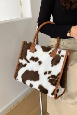 Trendy Large Capacity Leopard Print Fluffy Tote Handbag for Women - Versatile Elegant Shoulder Bag 2025