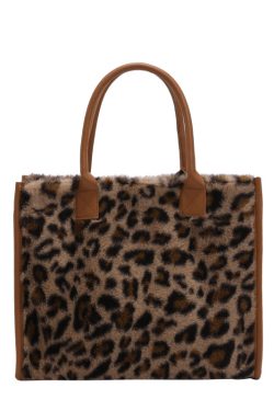 Trendy Large Capacity Leopard Print Fluffy Tote Handbag for Women - Versatile Elegant Shoulder Bag 2025