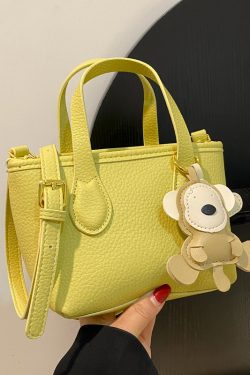 Trendy Lychee Pattern Handheld Bucket Bag 2025 - Versatile Small Crossbody Shoulder Bag for Women