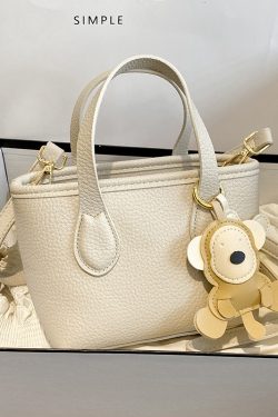 Trendy Lychee Pattern Handheld Bucket Bag 2025 - Versatile Small Crossbody Shoulder Bag for Women