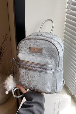 Trendy Mini Embossed Backpack for Women, Versatile Dual Shoulder Bag, 2025 Korean Style Travel Essential