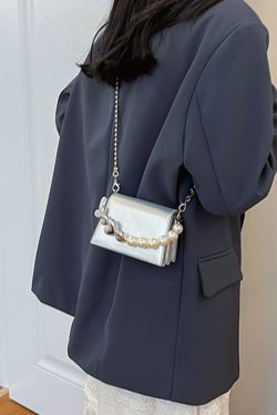 Trendy Mini Pearl Chain Crossbody Bag for Women - Stylish Versatile 2025 Summer Shoulder Small Square Bag