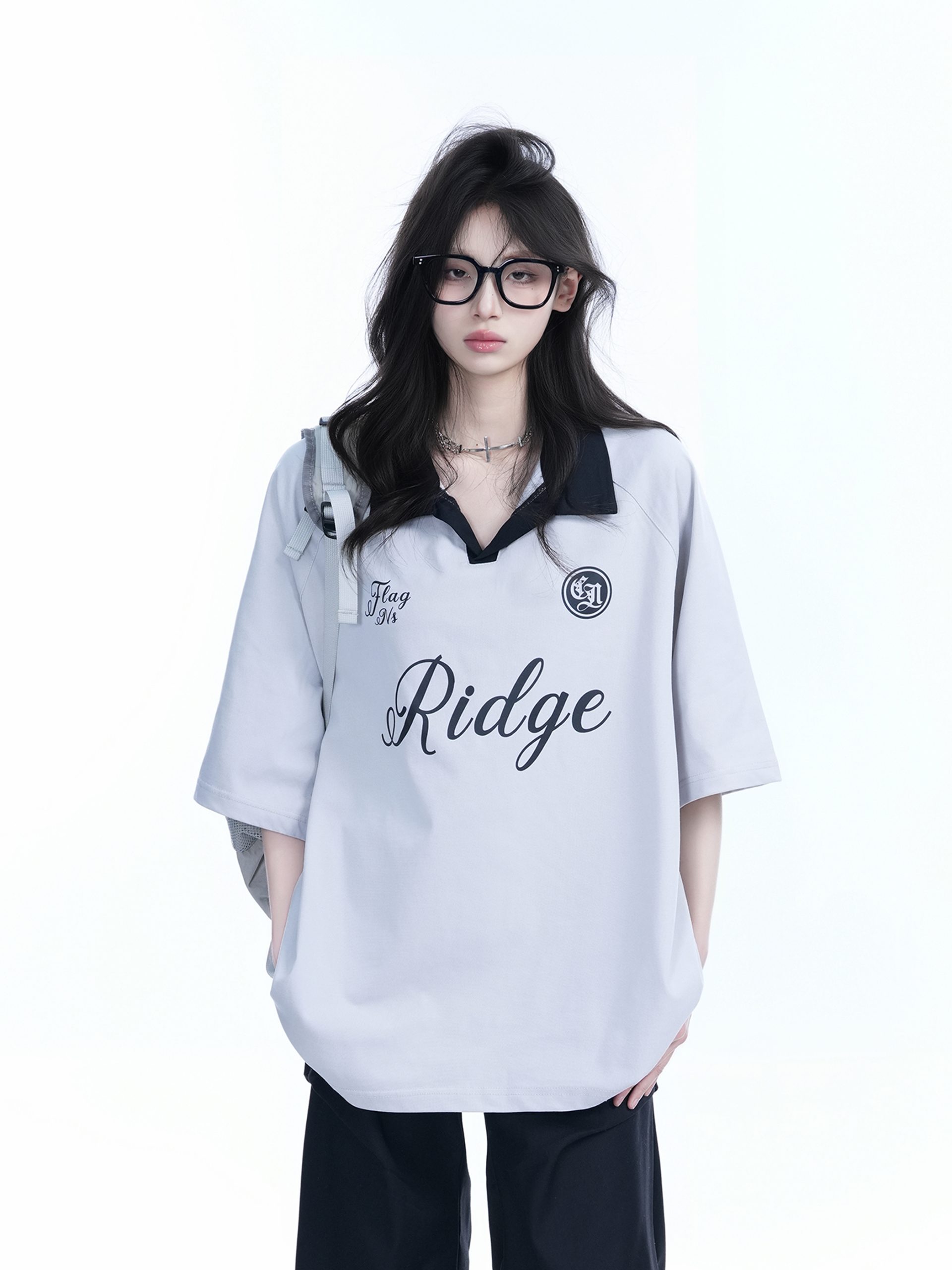 Trendy Oversized American College Style Sports T-Shirt for Women - Short Sleeve Polo, Casual Relaxed Fit, Y2K Fashion Trendy Oversized American College Style Sports T-Shirt for Women - Short Sleeve Polo, Casual Relaxed Fit, Y2K Fashion