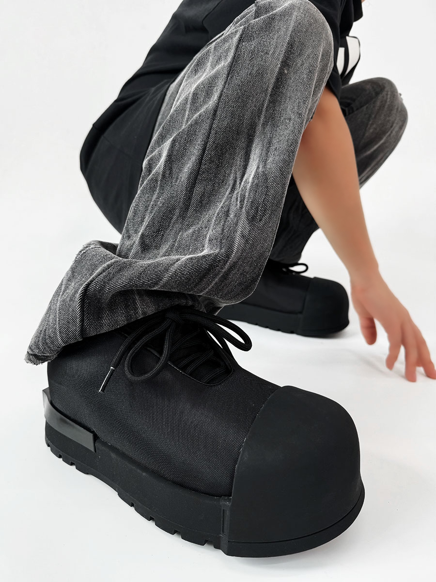 Trendy Oversized Black Sneakers for Men & Women, High Street Warrior Mickey Thick-Soled Height-Increasing Shoes Trendy Oversized Black Sneakers for Men & Women, High Street Warrior Mickey Thick-Soled Height-Increasing Shoes