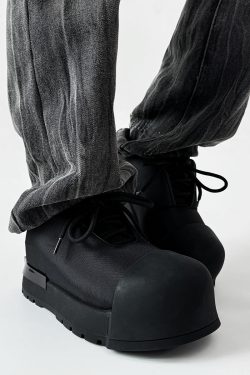 Trendy Oversized Black Sneakers for Men & Women, High Street Warrior Mickey Thick-Soled Height-Increasing Shoes