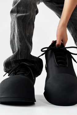 Trendy Oversized Black Sneakers for Men & Women, High Street Warrior Mickey Thick-Soled Height-Increasing Shoes