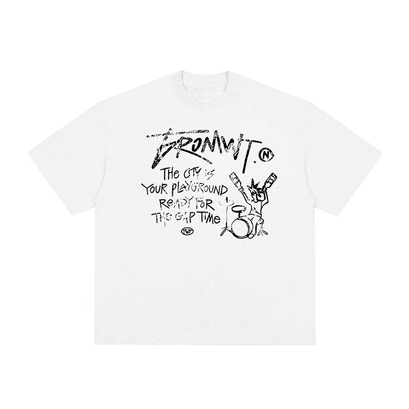 Trendy Oversized White T-Shirt for Women - Summer Graffiti Print Half Sleeve American Style Heavyweight Top Trendy Oversized White T-Shirt for Women - Summer Graffiti Print Half Sleeve American Style Heavyweight Top