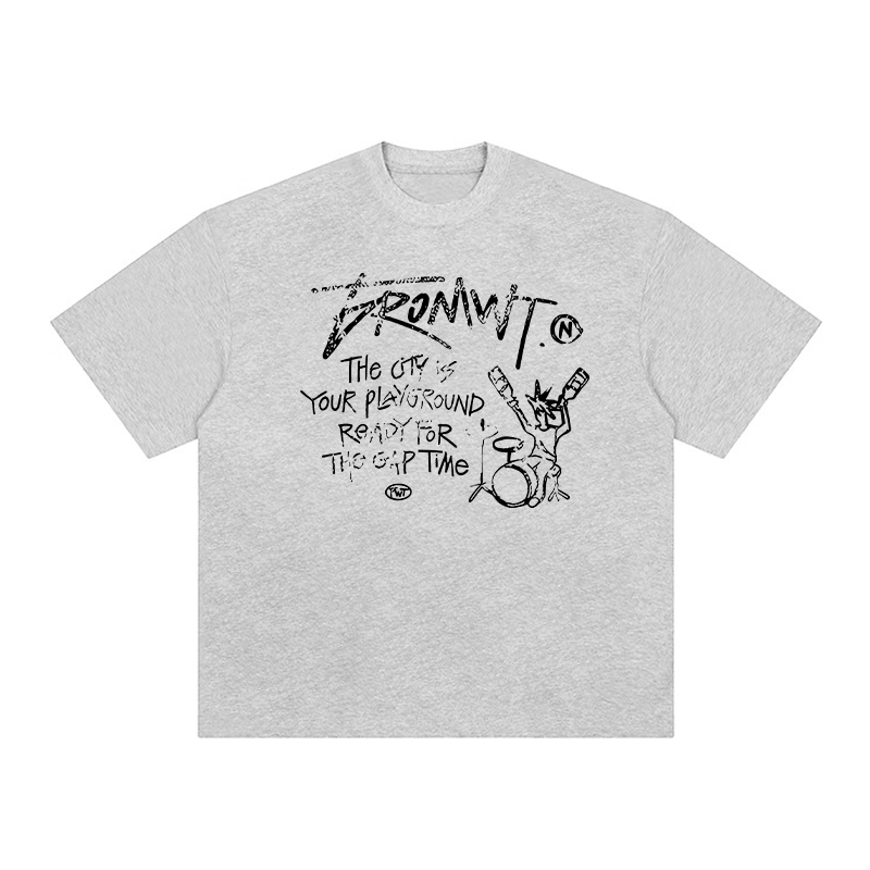 Trendy Oversized White T-Shirt for Women - Summer Graffiti Print Half Sleeve American Style Heavyweight Top Trendy Oversized White T-Shirt for Women - Summer Graffiti Print Half Sleeve American Style Heavyweight Top