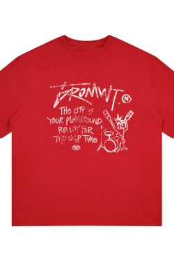 Trendy Oversized White T-Shirt for Women - Summer Graffiti Print Half Sleeve American Style Heavyweight Top