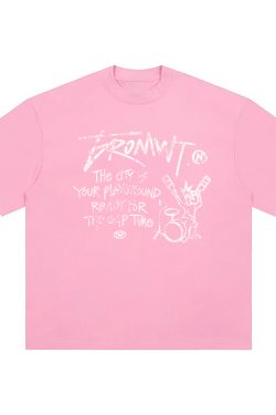 Trendy Oversized White T-Shirt for Women - Summer Graffiti Print Half Sleeve American Style Heavyweight Top