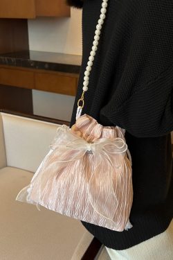 Trendy Pearl Bucket Bag for Women, Summer 2025 Fairy Crossbody Bag, Textured Versatile Niche Style