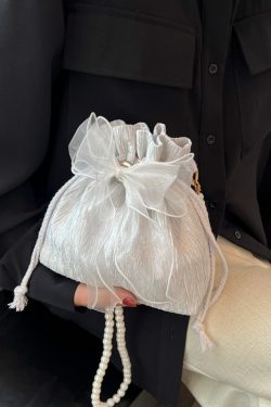 Trendy Pearl Bucket Bag for Women, Summer 2025 Fairy Crossbody Bag, Textured Versatile Niche Style