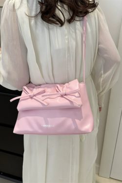 Trendy Pink Bow Shoulder Crossbody Bag for Women, Large Capacity Commuter Tote, 2025 Fashion Must-Have