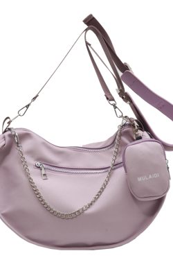 Trendy Purple Women's Large Capacity Crossbody Bag - Versatile Sports Casual Underarm Dumpling Style for 2025 Fashion