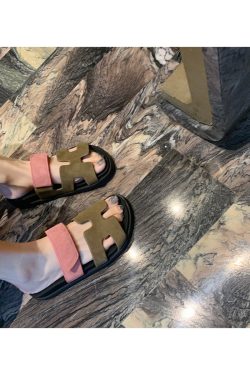 Trendy Sheepskin One-Strap Sandals for Women - Casual Thick Sole Slippers with Velcro Closure, Stylish Footwear for Everyday Wear