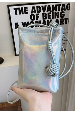 Trendy Silver Mini Handbag for Women - 2025 Summer Versatile Chain Shoulder Crossbody Phone Bag