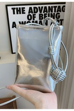 Trendy Silver Mini Handbag for Women - 2025 Summer Versatile Chain Shoulder Crossbody Phone Bag