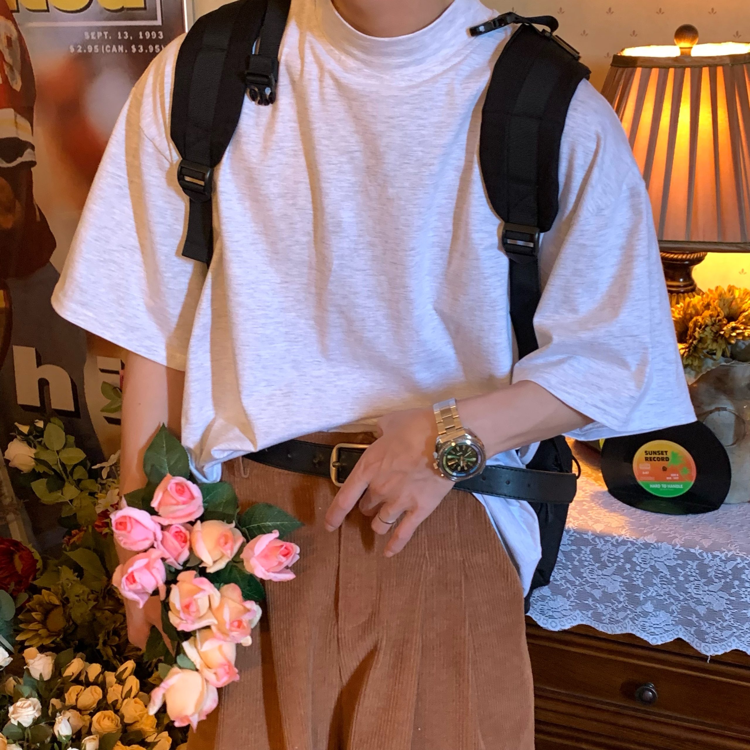 Trendy Summer Short Sleeve High Neck Solid Color T-Shirt - Versatile Korean Style Couple Outfit Top Trendy Summer Short Sleeve High Neck Solid Color T-Shirt - Versatile Korean Style Couple Outfit Top