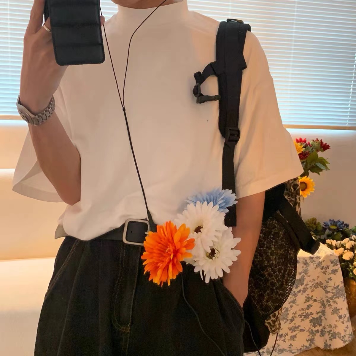 Trendy Summer Short Sleeve High Neck Solid Color T-Shirt - Versatile Korean Style Couple Outfit Top Trendy Summer Short Sleeve High Neck Solid Color T-Shirt - Versatile Korean Style Couple Outfit Top