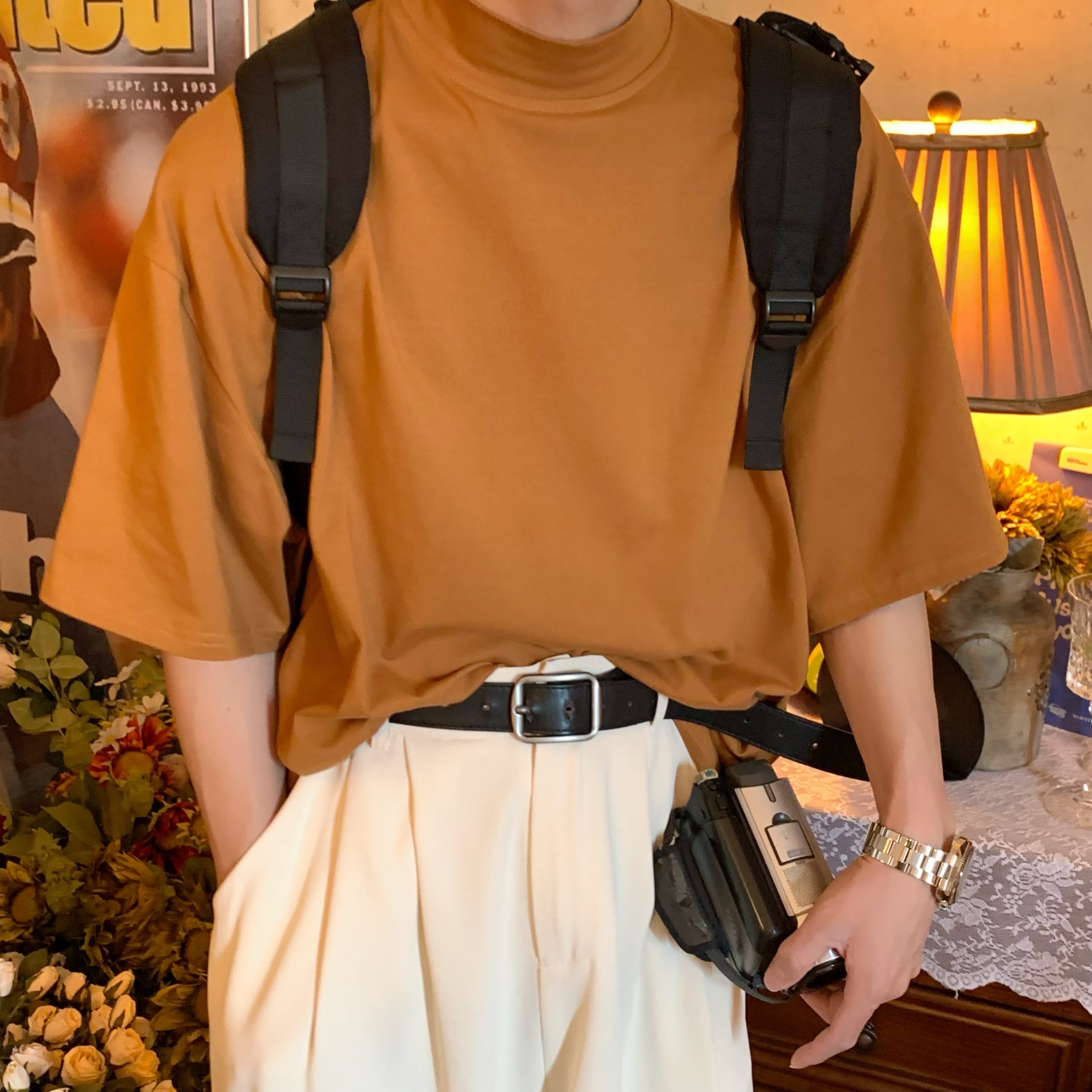 Trendy Summer Short Sleeve Solid Color High Neck T-Shirt - Versatile Korean Style Couple Outfit Top Trendy Summer Short Sleeve Solid Color High Neck T-Shirt - Versatile Korean Style Couple Outfit Top