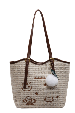 Trendy Summer Woven Tote Bag for Women, Embroidered Shoulder Bag, Large Capacity Fashionable Handbag 2025