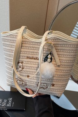 Trendy Summer Woven Tote Bag for Women, Embroidered Shoulder Bag, Large Capacity Fashionable Handbag 2025