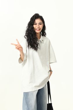 Trendy Unisex Half-Zip Metal Polo Shirt - Short Sleeve American Streetwear Top for Couples, Y2K Style Fashion Essential