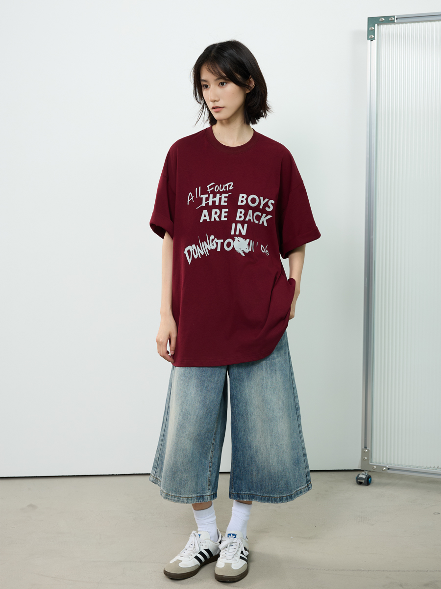 Trendy Unisex Short-Sleeve T-Shirt with Letter Print, Casual American Style Tee for Commuting, Perfect for 90s and Y2K Fashion Lovers Trendy Unisex Short-Sleeve T-Shirt with Letter Print, Casual American Style Tee for Commuting, Perfect for 90s and Y2K Fashion Lovers