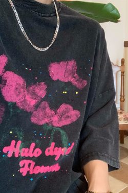 Trendy Vintage Wash Dream Print Short Sleeve T-Shirt for Couples - Unisex Summer High Street Style Tee