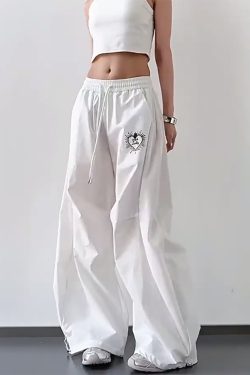 Trendy White Cargo Pants for Women, Loose Fit Hip-Hop Style, Casual Streetwear for Dance and Everyday Wear