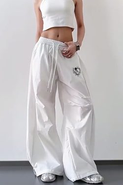 Trendy White Cargo Pants for Women, Loose Fit Hip-Hop Style, Casual Streetwear for Dance and Everyday Wear