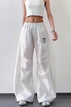 Trendy White Cargo Pants for Women, Loose Fit Hip-Hop Style, Casual Streetwear for Dance and Everyday Wear