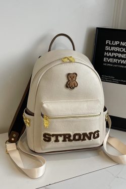 Trendy Women's Casual Letter Backpack - Small High-End Bear Design Fashion Bag for Hiking & Everyday Use, 2025 Style