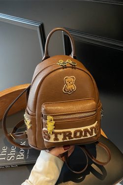 Trendy Women's Casual Letter Backpack - Small High-End Bear Design Fashion Bag for Hiking & Everyday Use, 2025 Style