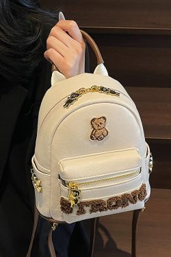 Trendy Women's Casual Letter Backpack - Small High-End Bear Design Fashion Bag for Hiking & Everyday Use, 2025 Style