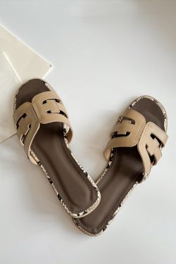 Trendy Women's Cowhide Sandals - Simple Korean Style Flat Beach Slippers for Summer Fashion