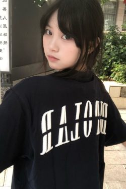 Trendy Women's High Street Embroidered Letter Short Sleeve T-Shirt in White and Gray - Heavyweight American Style Top