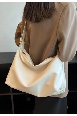 Trendy Women's Large Capacity Soft Leather Shoulder Bag - Minimalist Versatile Crossbody for Autumn and Winter 2024