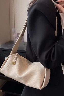 Trendy Women's Large Capacity Textured Shoulder Boston Bag - Stylish Underarm Pillow Bag for 2025 Fashion